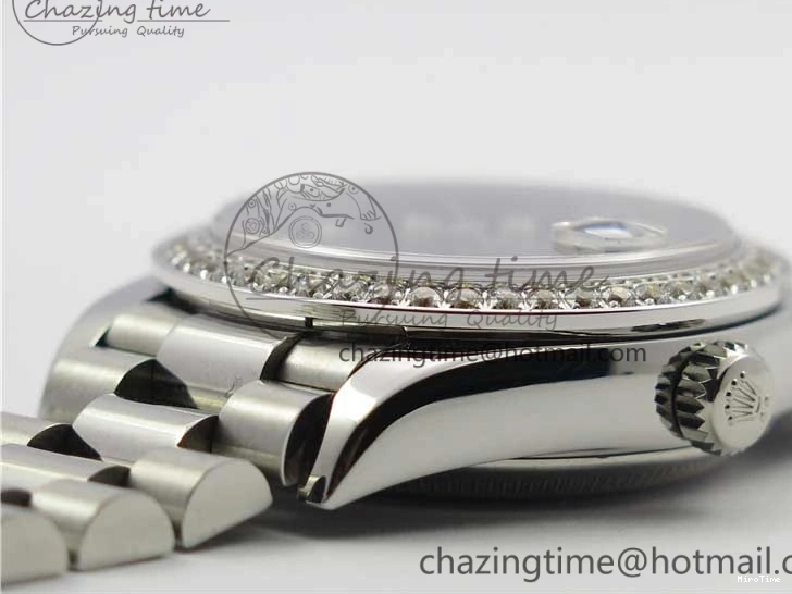 MiroTime 0405 Datejust 31mm 278275 SS Crystal Bezel BP Maker Best Edition Black Dial Crystal on SS President Bracelet Popular 3097